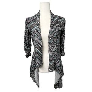 About A Girl Black and Gray Waterfall Cardigan